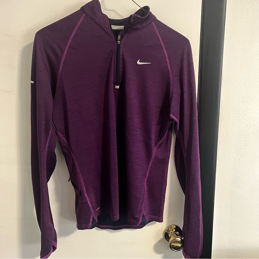 purple nike dri-fit half zip long sleeve top
